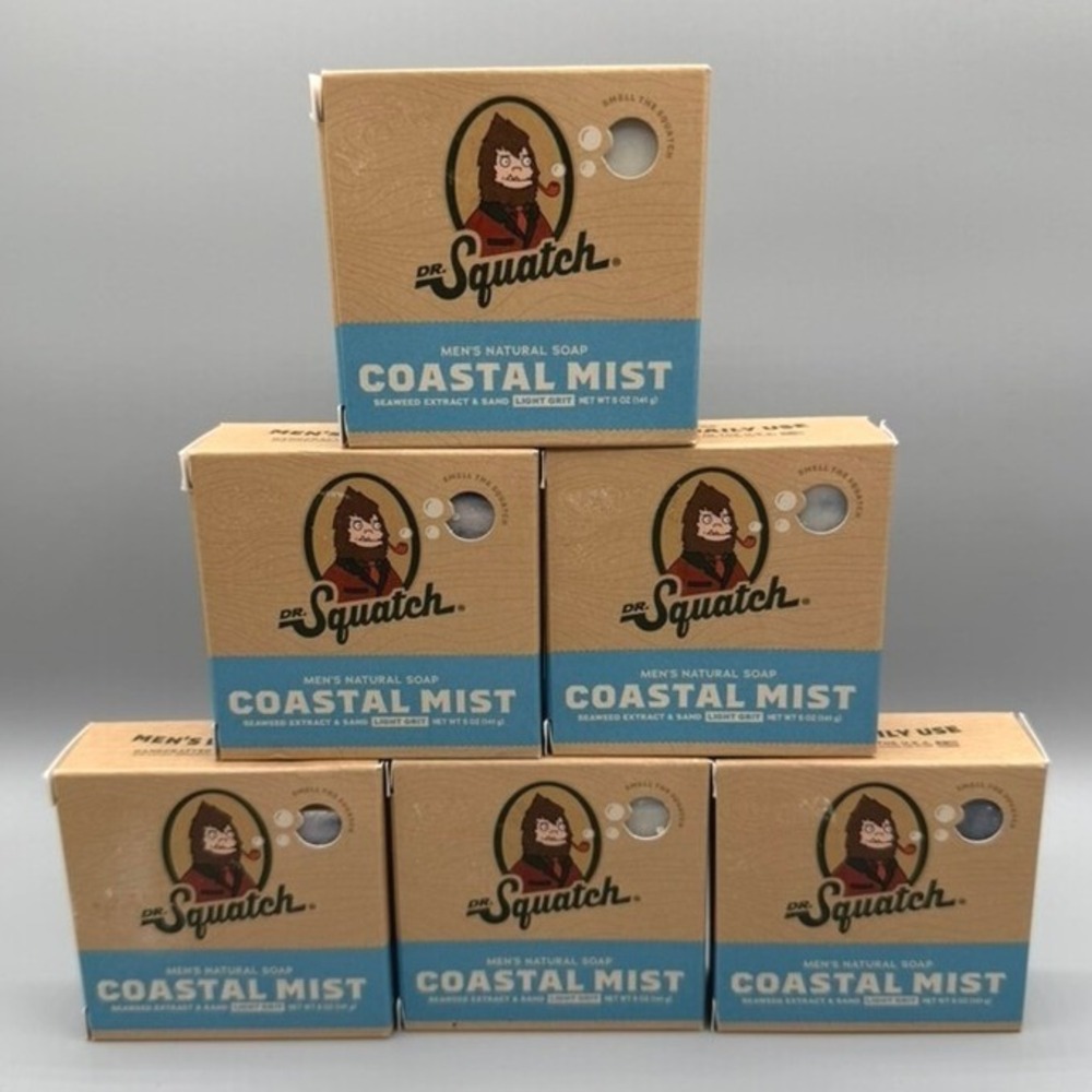 Dr Squatch Coastal Mist Natural Soap Seaweed Extract Light Grit 5 oz (Lot of 6)